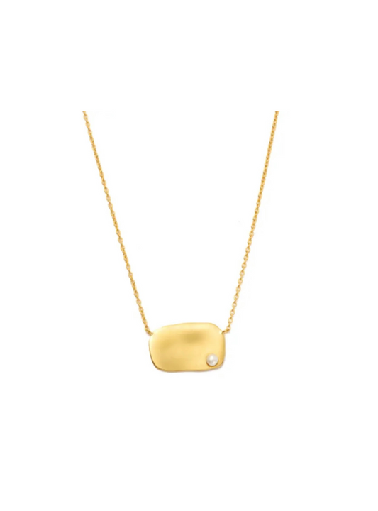 Freshwater pearl 14k gold plated pendant necklace