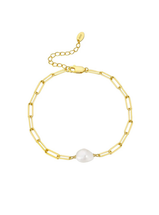 Freshwater pearl gold plated sterling silver bracelet