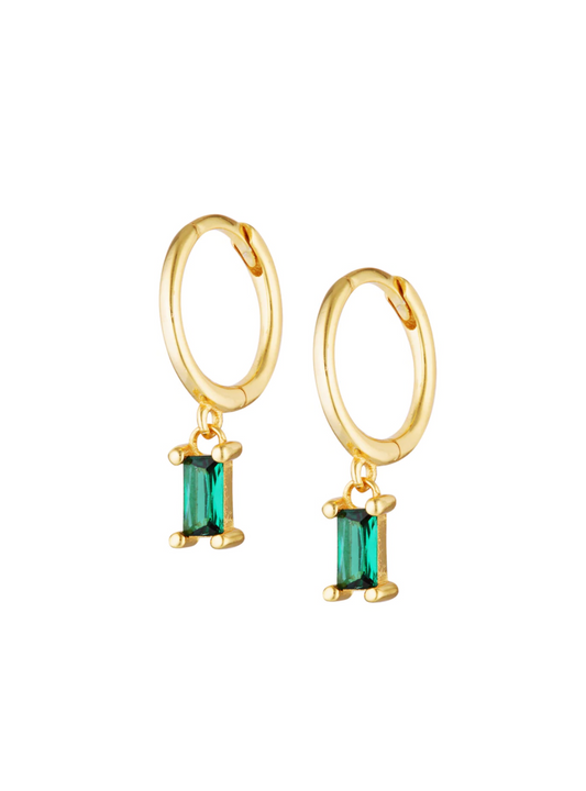 green pendant hoop earring